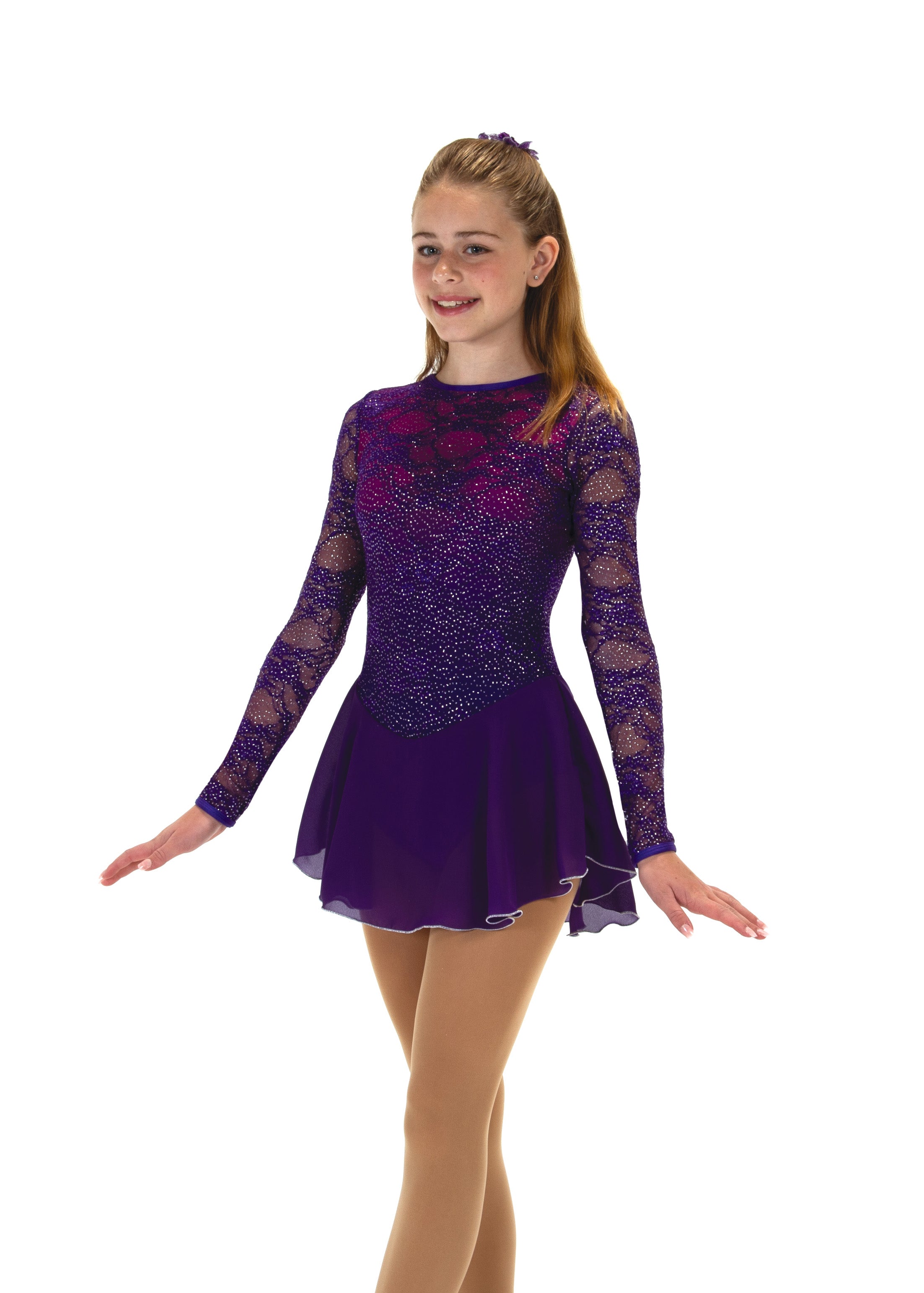 dark purple figure skating dresses Purple Figure Skating Dress Wear Women's Girls' Long Sleeve Ice Skating Dress, Child 8 / Purple
