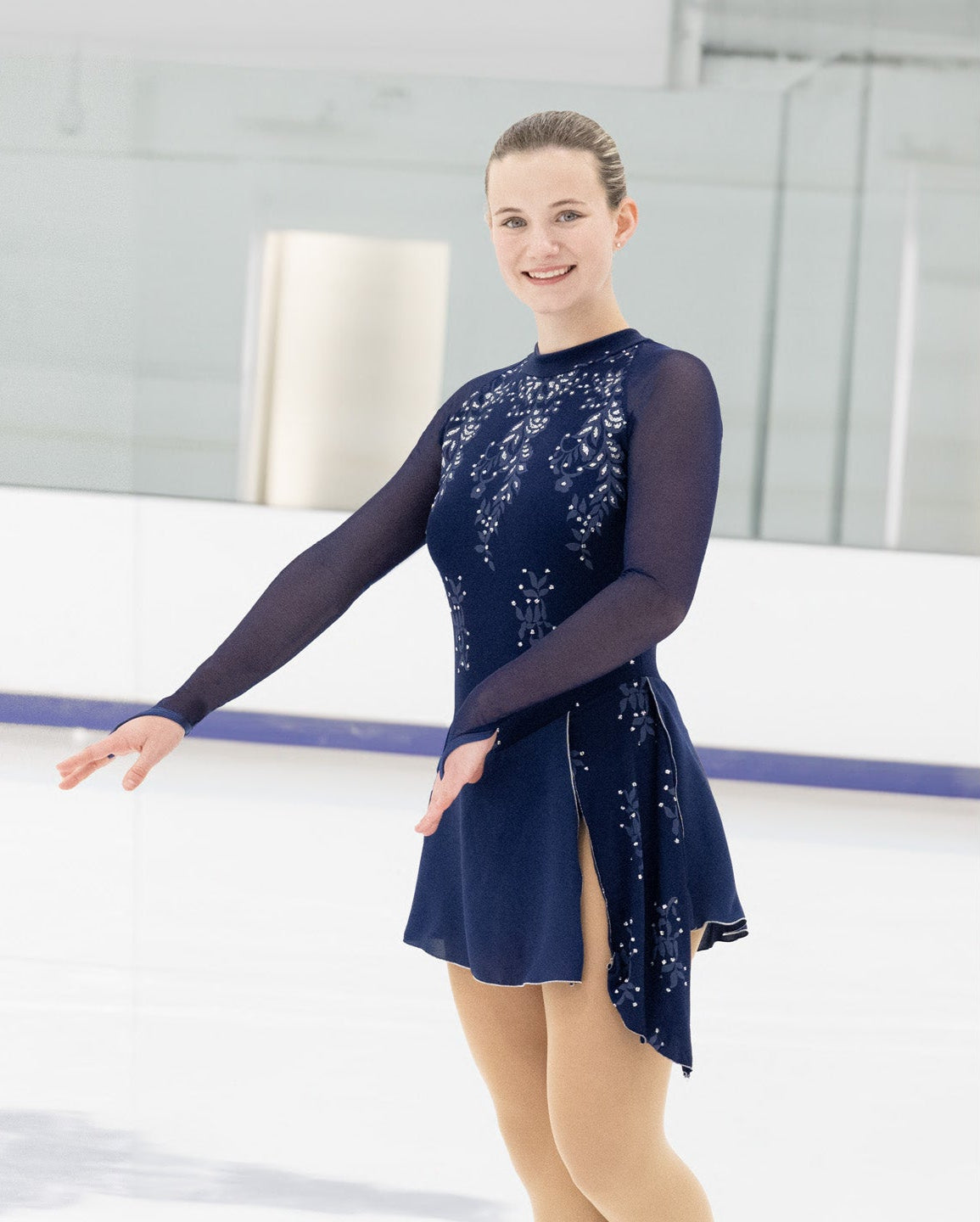 Aurora Ready to Ship Ice Frost Patterns Skating Dress Adult Large Aurora Ready to Ship Ice Frost Patterns Skating Dress Adult Large