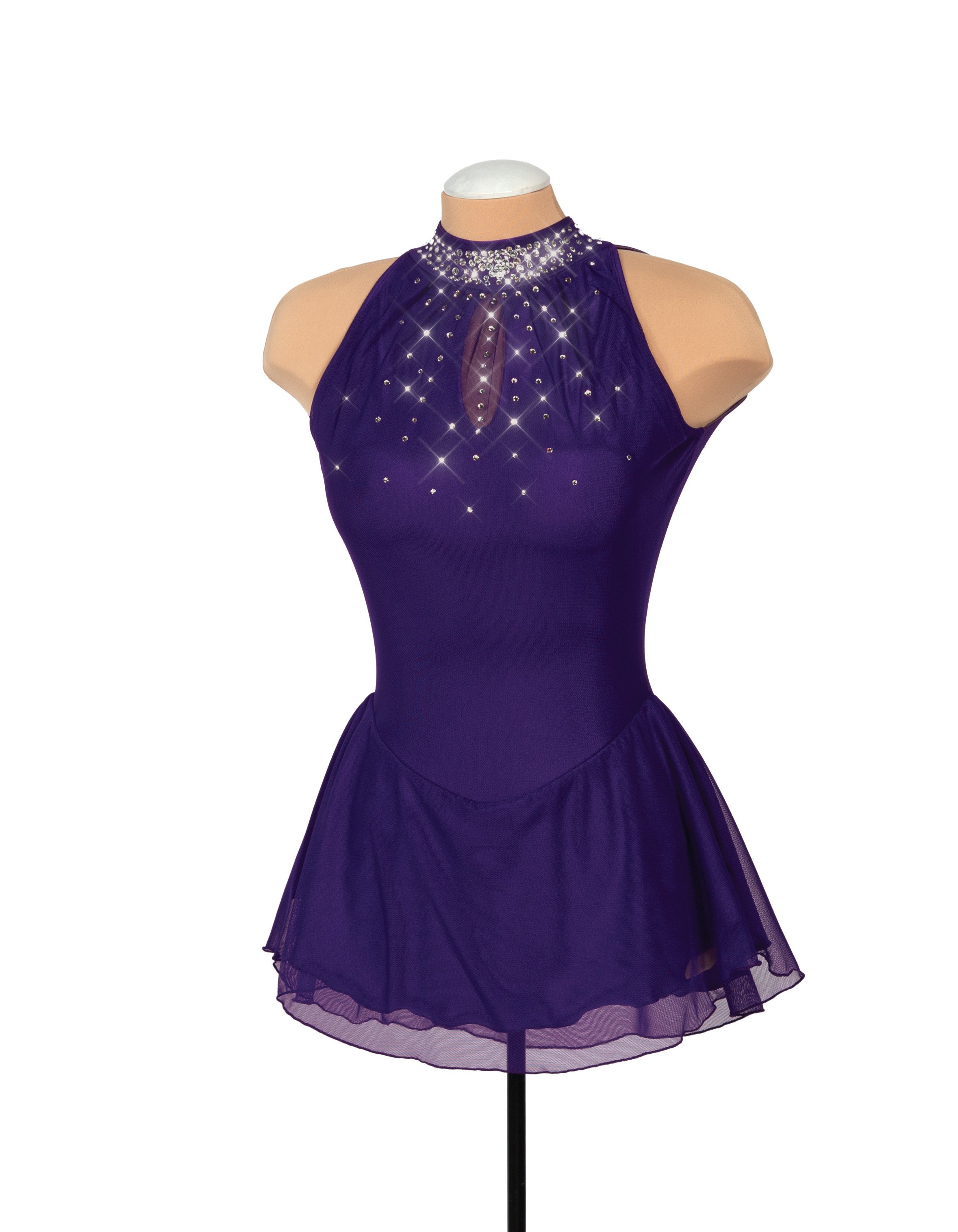 Solitaire Keyhole Skating Dress - Purple Youth 10-12 / Unbeaded Solitaire Keyhole Skating Dress - Purple Youth 10-12 / Unbeaded