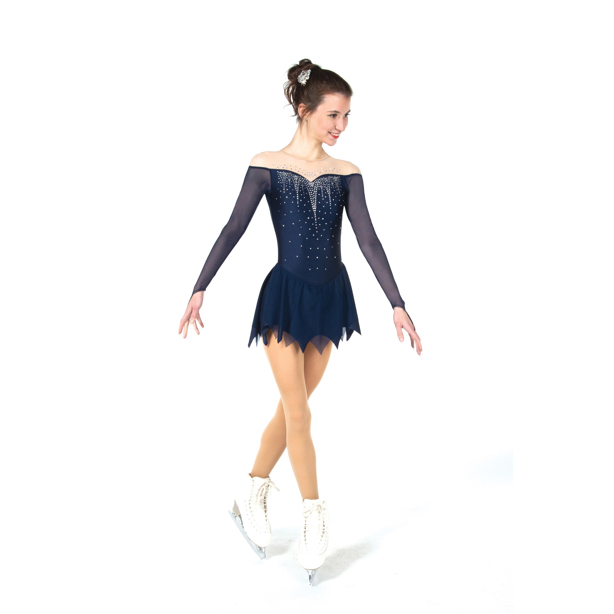 dark blue ice skating dress Elegant butterfly figure skating dress in deep blue with crystals, dra –  Errian Design Icewear