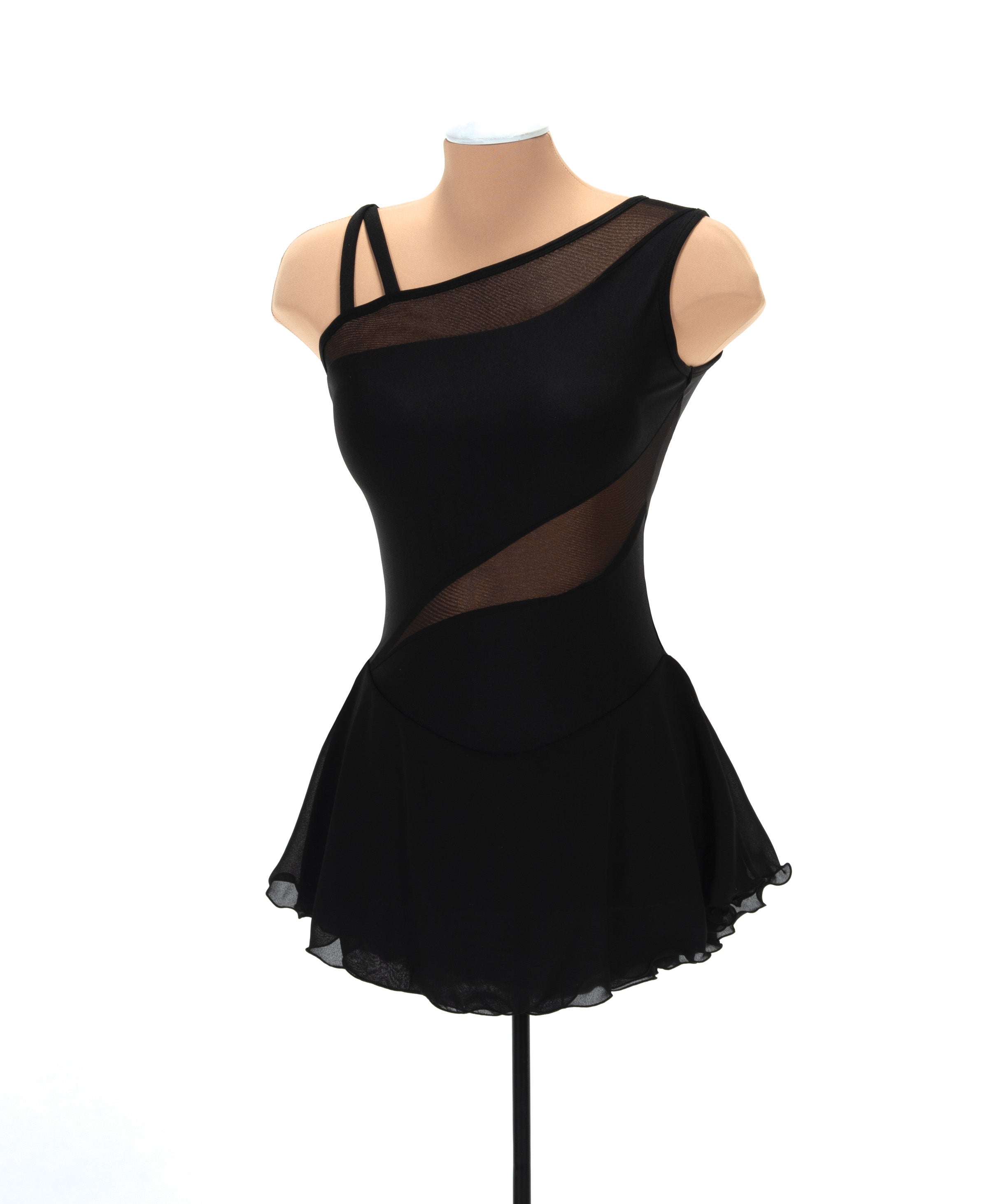 Solitaire Mesh Inset Unbeaded Skating Dress - Black Adult Small Solitaire Mesh Inset Unbeaded Skating Dress - Black Adult Small
