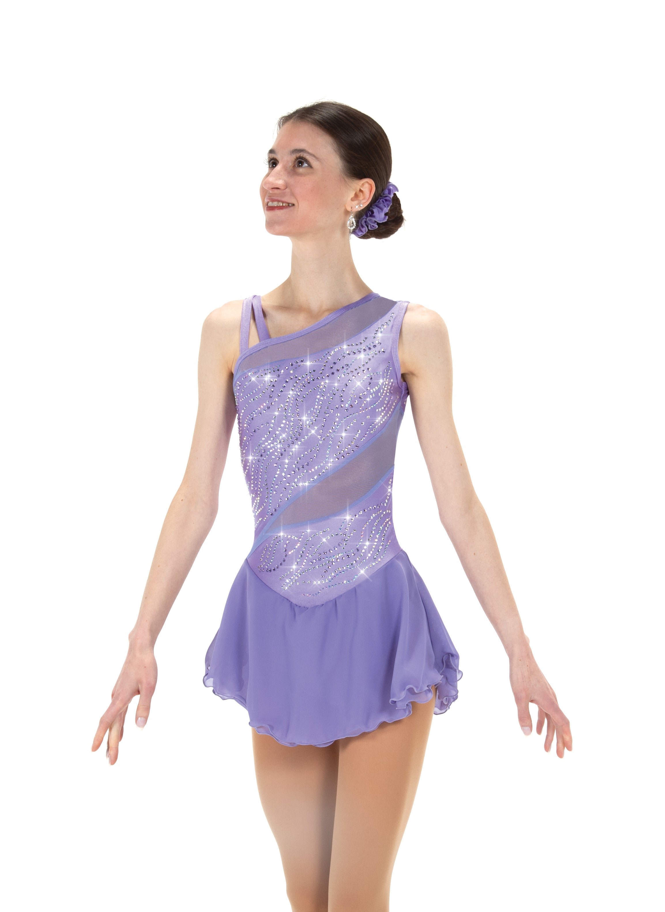 open lace back dress Solitaire Mesh Inset Beaded Skating Dress