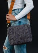 Panache Ready to Ship Cable Knit Shoulder Bag - Grey