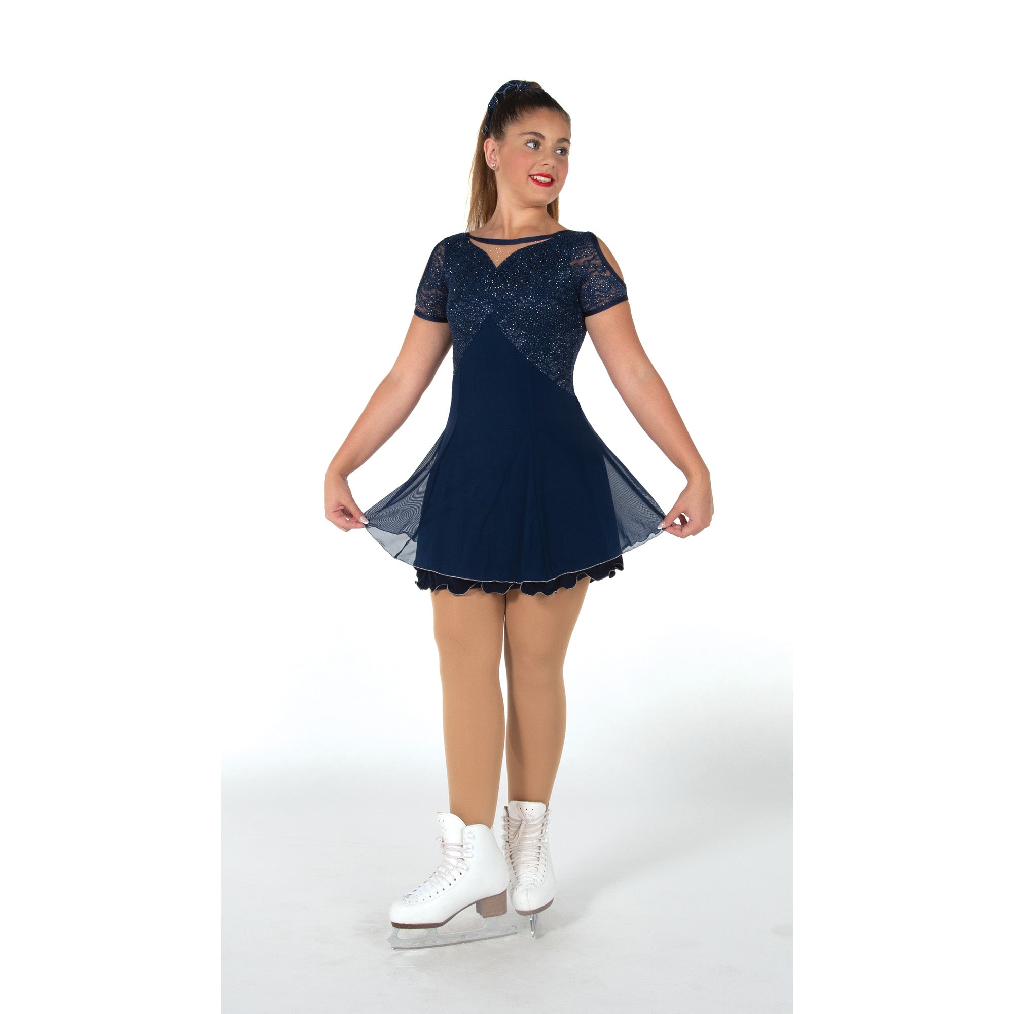 navy blue figure skating dress Jerry's Ready to Ship Empiresque #550 Skating Dress Adult Small