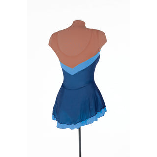 Solitaire Ready to Ship Mesh Overlay Unbeaded Skating Dress - Sapphire
