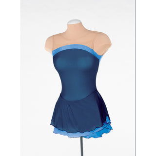 Solitaire Ready to Ship Mesh Overlay Unbeaded Skating Dress - Sapphire