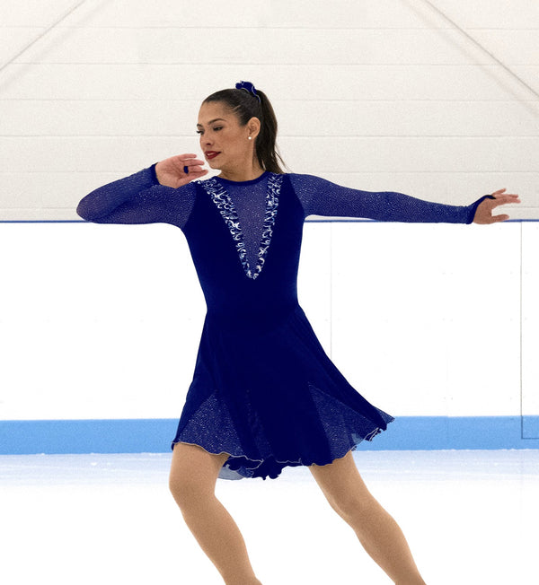 navy blue skating dress Yeahdor Womens Figure Skating Dress Lyrical Dance Costume Sleeveless Open Back Asymmetrical Leotard Dress Navy Blue L, Size: Large, Black