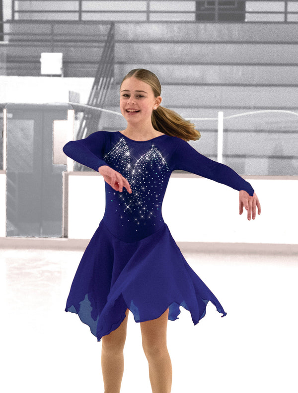 Jerry's Ready to Ship Rhinestone Rhumba #209 Dance Beaded Skating Dress - Cobalt Blue