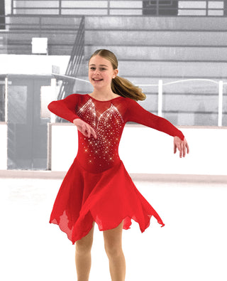 Jerry's Rhinestone Rhumba #209 Dance Beaded Skating Dress - Ruby Red