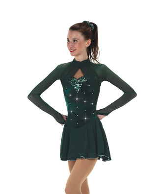 Jerry's Gathering Glamour #538 Beaded Skating Dress - Pine Green