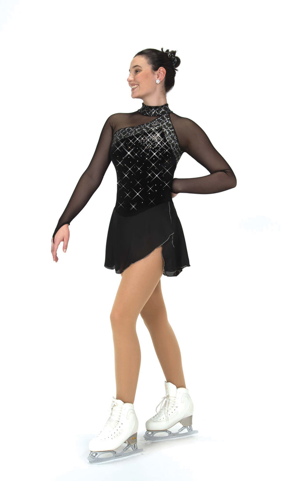 Jerry's Crystal Fanfare #596 Beaded Skating Dress - Black Adult Small Jerry's Crystal Fanfare #596 Beaded Skating Dress - Black Adult Small