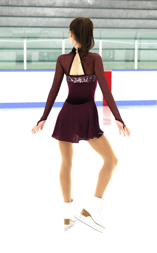 Jerry's Crystal Fanfare #596 Beaded Skating Dress - Burgundy - Northern Ice and Dance