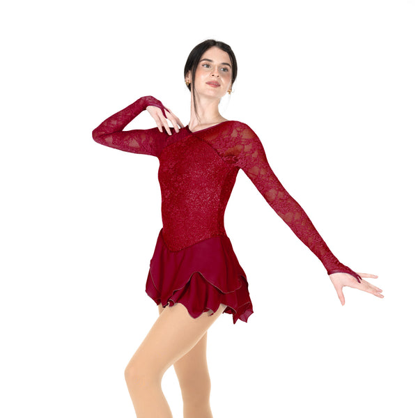 Jerry's Ready to Ship Lady in Lace #597 Skating Dress - Wine Sparkle Jerry's Ready to Ship Lady in Lace #597 Skating Dress - Wine Sparkle