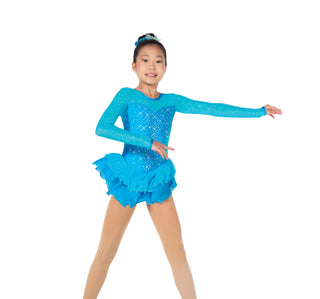 Jerry's Ready to Ship Crystal Kisses #614 Beaded Skating Dress - Turquoise