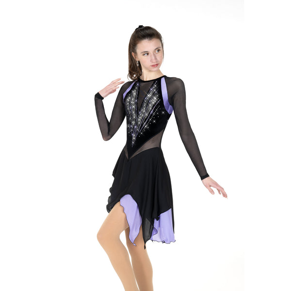 Aurora Ice Ice Deco Beaded Skating Dress - Black/Lilac