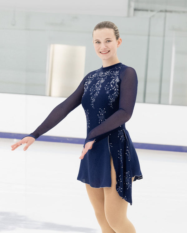 Aurora Ready to Ship Ice Frost Patterns Skating Dress Adult Large Aurora Ready to Ship Ice Frost Patterns Skating Dress Adult Large