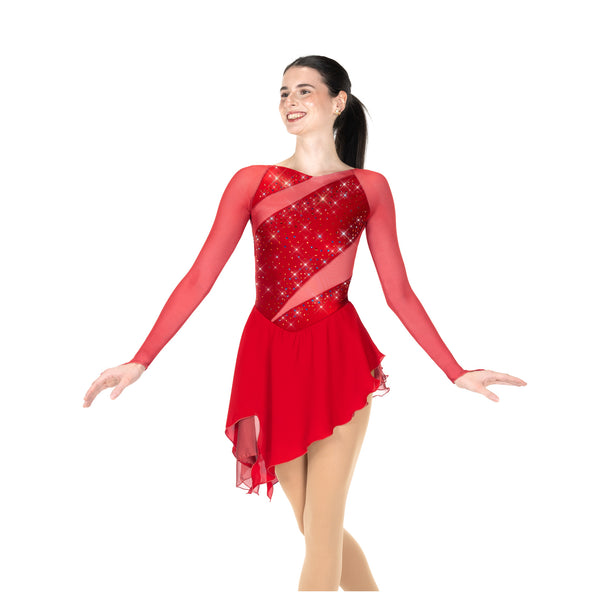 Aurora Ice Mesh & Magic Beaded Skating Dress - Ruby Red Adult Small Aurora Ice Mesh & Magic Beaded Skating Dress - Ruby Red Adult Small
