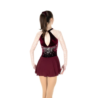 Aurora Ice Lavishly Lacy Beaded Skating Dress - Rich Wine