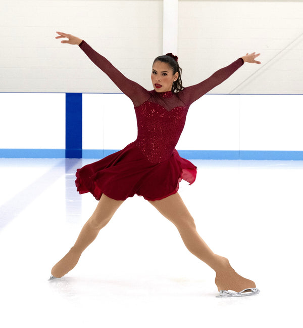 Aurora Ice Cabernet Canasta Dance Skating Dress
