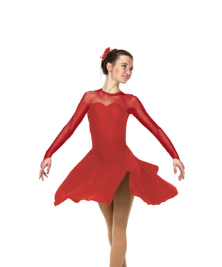 Solitaire Sweetheart Dance Unbeaded Skating Dress - Red