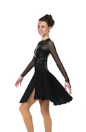 Solitaire Sweetheart Dance Beaded Skating Dress - Black