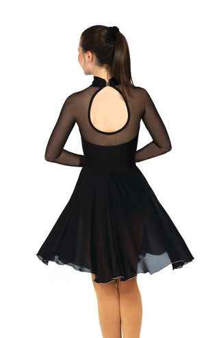 Solitaire High Neck Dance Unbeaded Skating Dress - Black