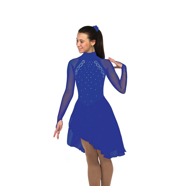 Solitaire Ready to Ship High Neck Unbeaded Dance Skating Dress - Royal