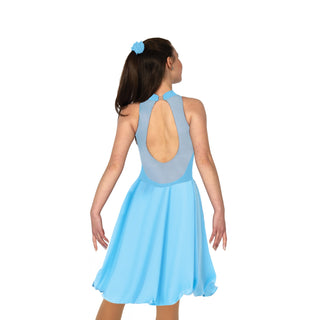 Solitaire Ready to Ship Keyhole Unbeaded Dance Skating Dress - Crystal Blue