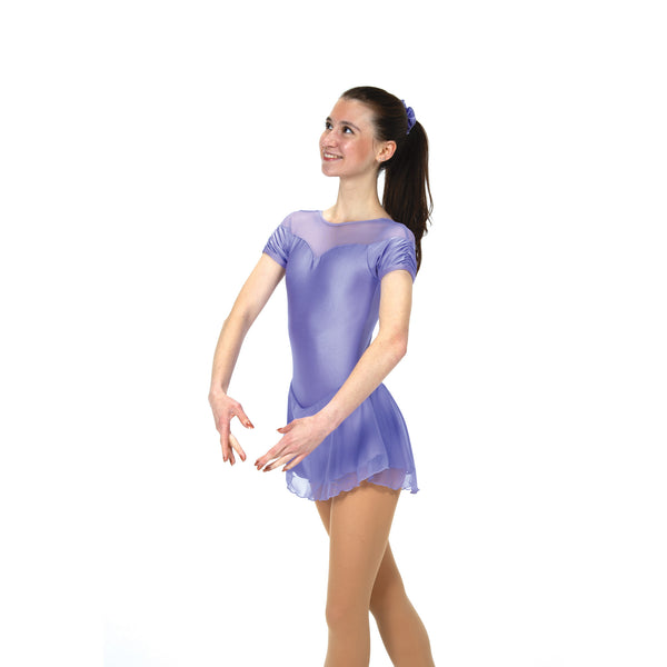 Solitaire Ready to Ship Shirred Sleeve Unbeaded Skating Dress - Purple