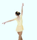 Solitaire Ready to Ship Shirred Sleeve Unbeaded Skating Dress - Soft Yellow