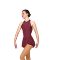 Solitaire Ready to Ship Cross Back Unbeaded Skating Dress - Wine