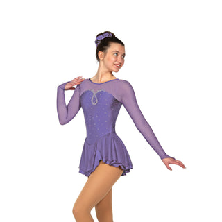 Solitaire Ready to Ship Sweetheart Crystal Loop Skating Dress - Smoky Purple