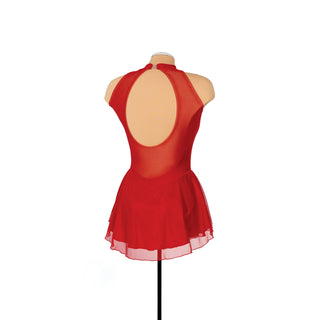 Solitaire Ready to Ship Mesh Keyhole Unbeaded Skating Dress - Red