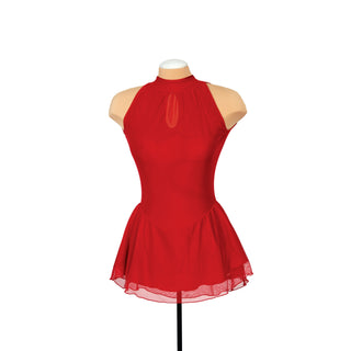 Solitaire Ready to Ship Mesh Keyhole Unbeaded Skating Dress - Red
