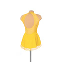 Solitaire Ready to Ship Mesh Keyhole Unbeaded Skating Dress - Yellow