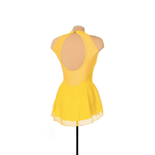 Solitaire Ready to Ship Mesh Keyhole Unbeaded Skating Dress - Yellow