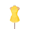 Solitaire Ready to Ship Mesh Keyhole Unbeaded Skating Dress - Yellow