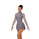 Solitaire Ready to Ship Classic High Neck Unbeaded Skating Dress - Grey
