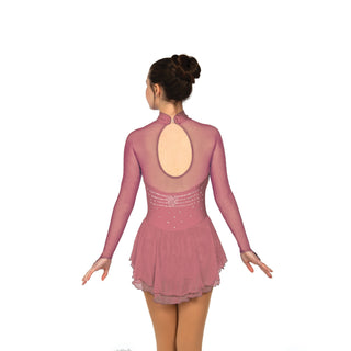 Solitaire Ready to Ship Classic High Neck Linear Beaded Skating Dress - Tea Rose
