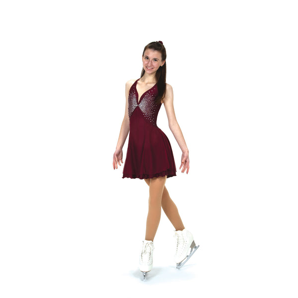 Solitaire Ready to Ship Empire Super Beaded Skating Dress - Wine
