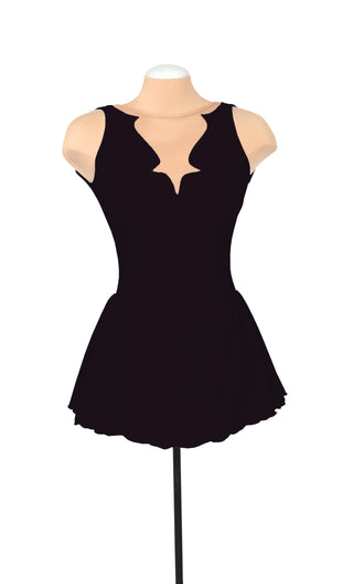 Solitaire Fancy Cutwork Unbeaded Skating Dress - Black