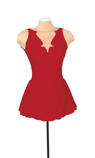 Solitaire Fancy Cutwork Unbeaded Skating Dress - Red
