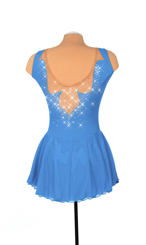 Solitaire Fancy Cutwork Beaded Skating Dress - Light Blue