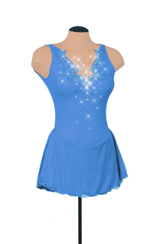 Solitaire Fancy Cutwork Beaded Skating Dress - Light Blue