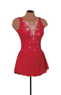 Solitaire Fancy Cutwork Beaded Skating Dress - Red