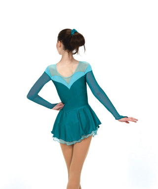 Solitaire Ready to Ship Shaded Sweetheart Unbeaded Skating Dress - Deep Sea