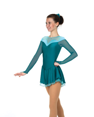 Solitaire Ready to Ship Shaded Sweetheart Unbeaded Skating Dress - Deep Sea