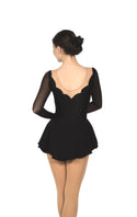 Solitaire Scalloped Sweetheart Unbeaded Skating Dress - Black