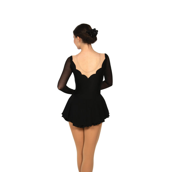 Solitaire Ready to Ship Scalloped Sweetheart Unbeaded Skating Dress - Black