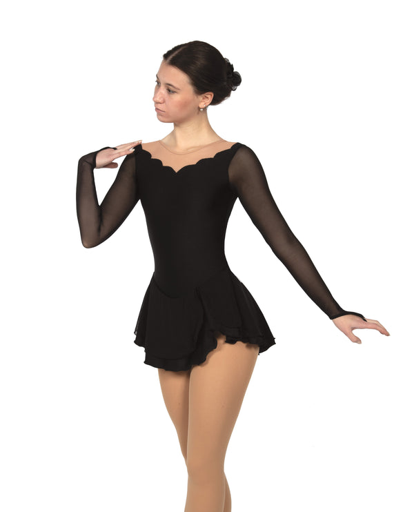 Solitaire Ready to Ship Scalloped Unbeaded Skating Dress - Black